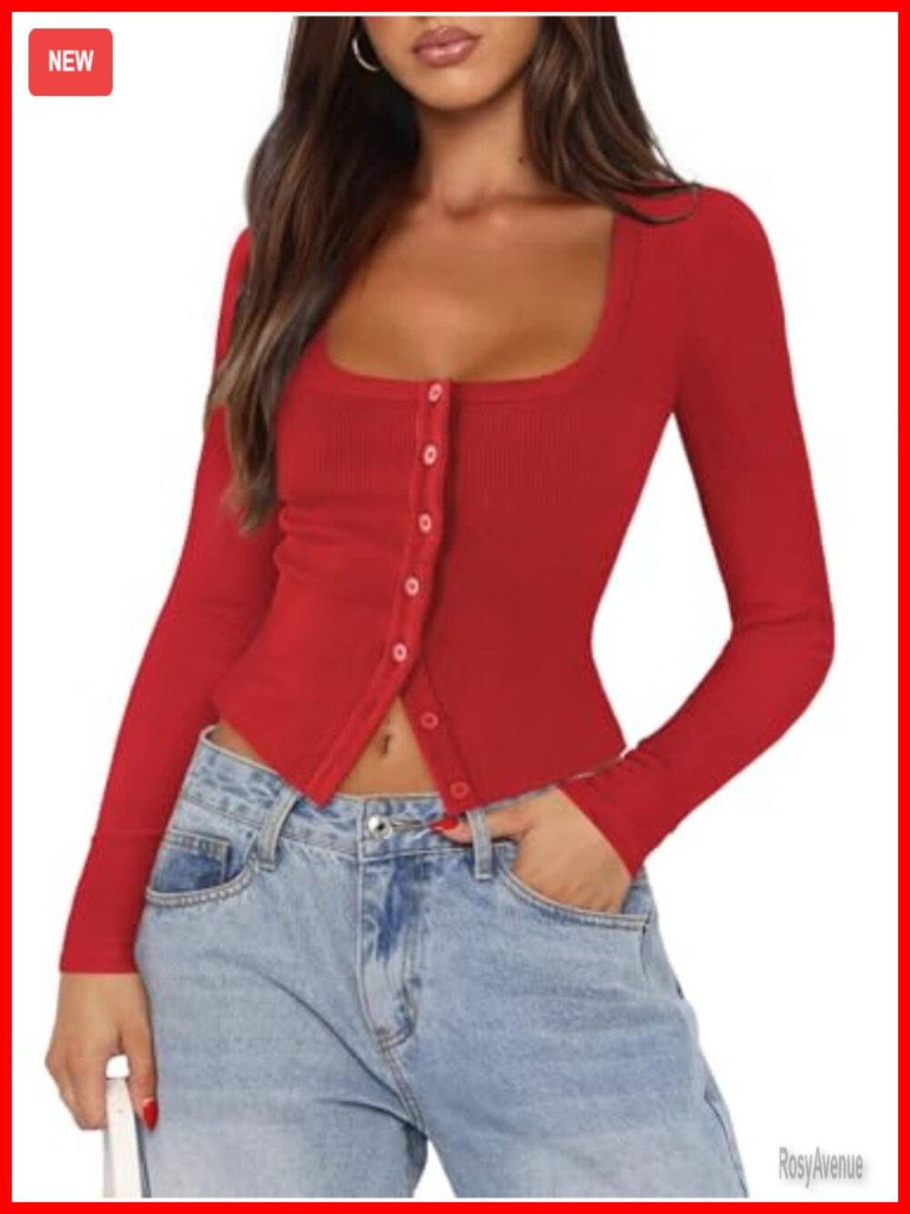 Ribbed Knit Button Down Long Sleeve Cardigan Top Slim Fit Women